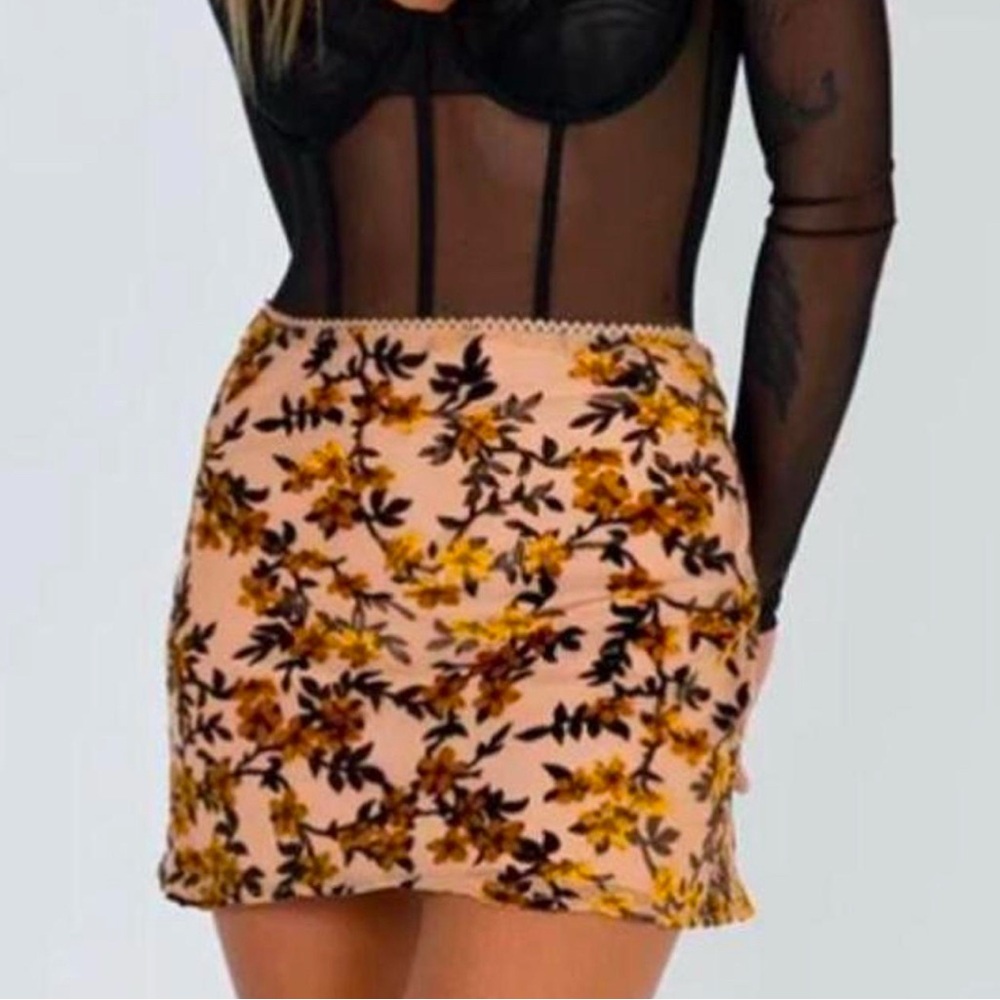 Boutique Rosaleen Burn out Velvet Mini Skirt